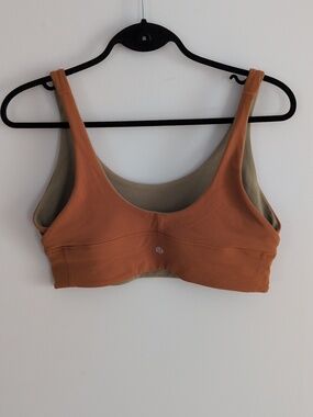 Lululemon Align Reversible Bra Rust Orange And  Sage Green Nulu Fabric Size 12